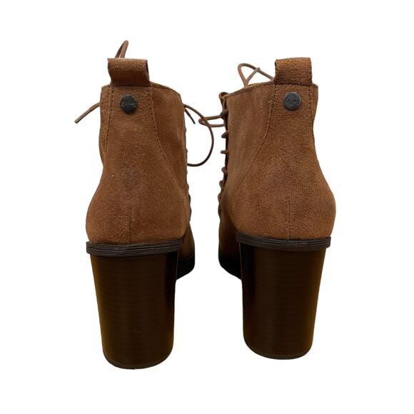 Circus by Sam Edelman Saddle Brown Suede Chunky Heel Bootie Size 8 - Picture 6 of 13